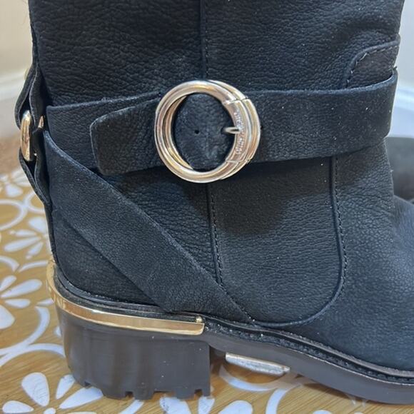 NWT Vince Camuto black nubuck leather Kerivini buckle detail boots - Picture 9 of 15